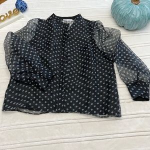 H. STUDIO Women's Polka Dot Sheer Top Size 2X